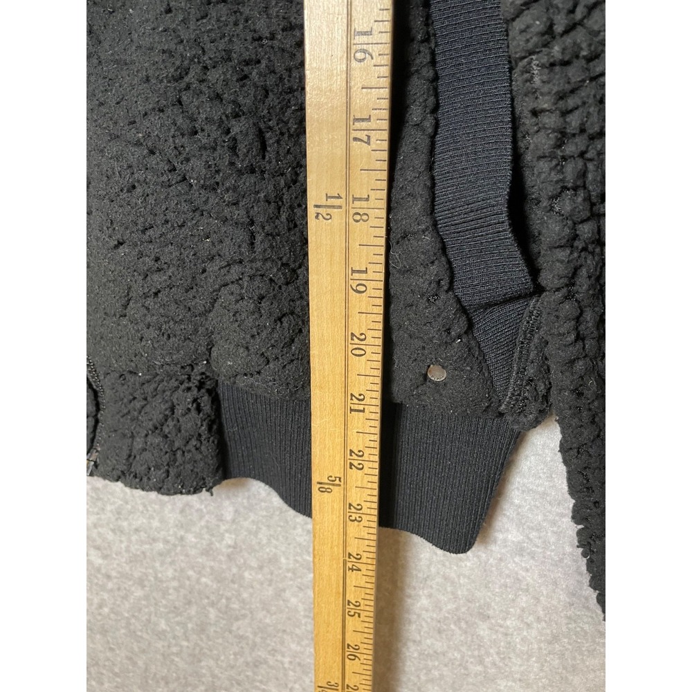 PrAna Polar Escape Bomber Jacket Teddy Sherpa Womens Large Reversible‎ Black - Picture 4 of 8